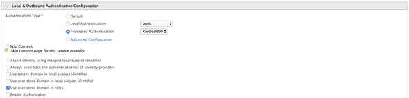 SP Outbound Authentication Configuration