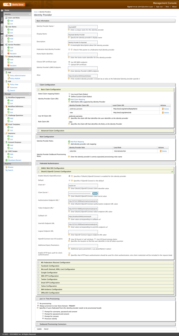 Complete Identity Provider Configurations