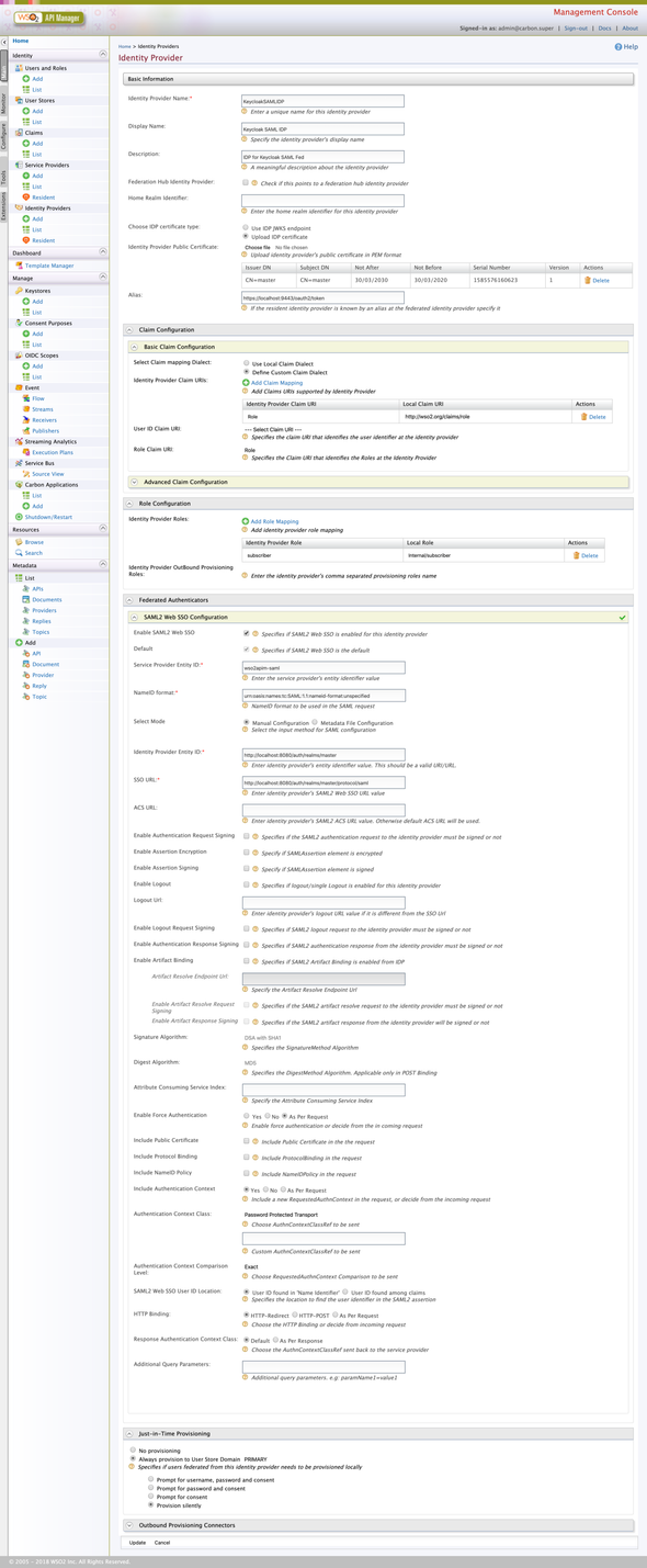Keycloak SAML IDP Configuration — API Manager