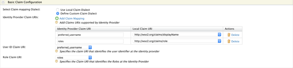 Identity Provider Claim Configurations
